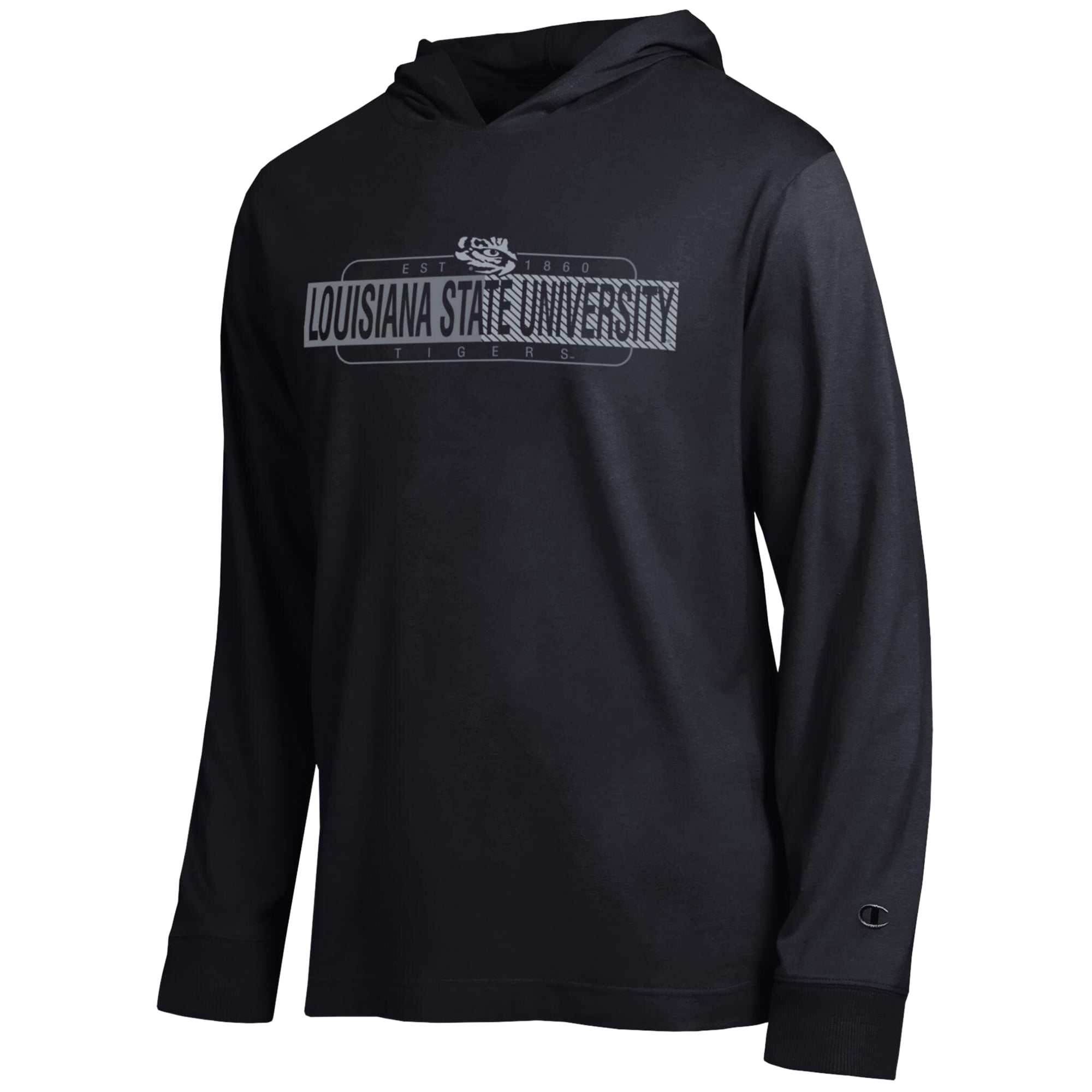 Men's Champion Black LSU Tigers Gradient All-Star Long Sleeve Hooded T-Shirt